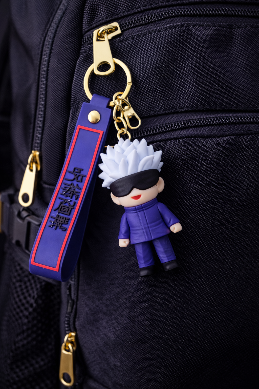 Anime Blindfold Sorcerer Rubber Keychain – Premium Collectible