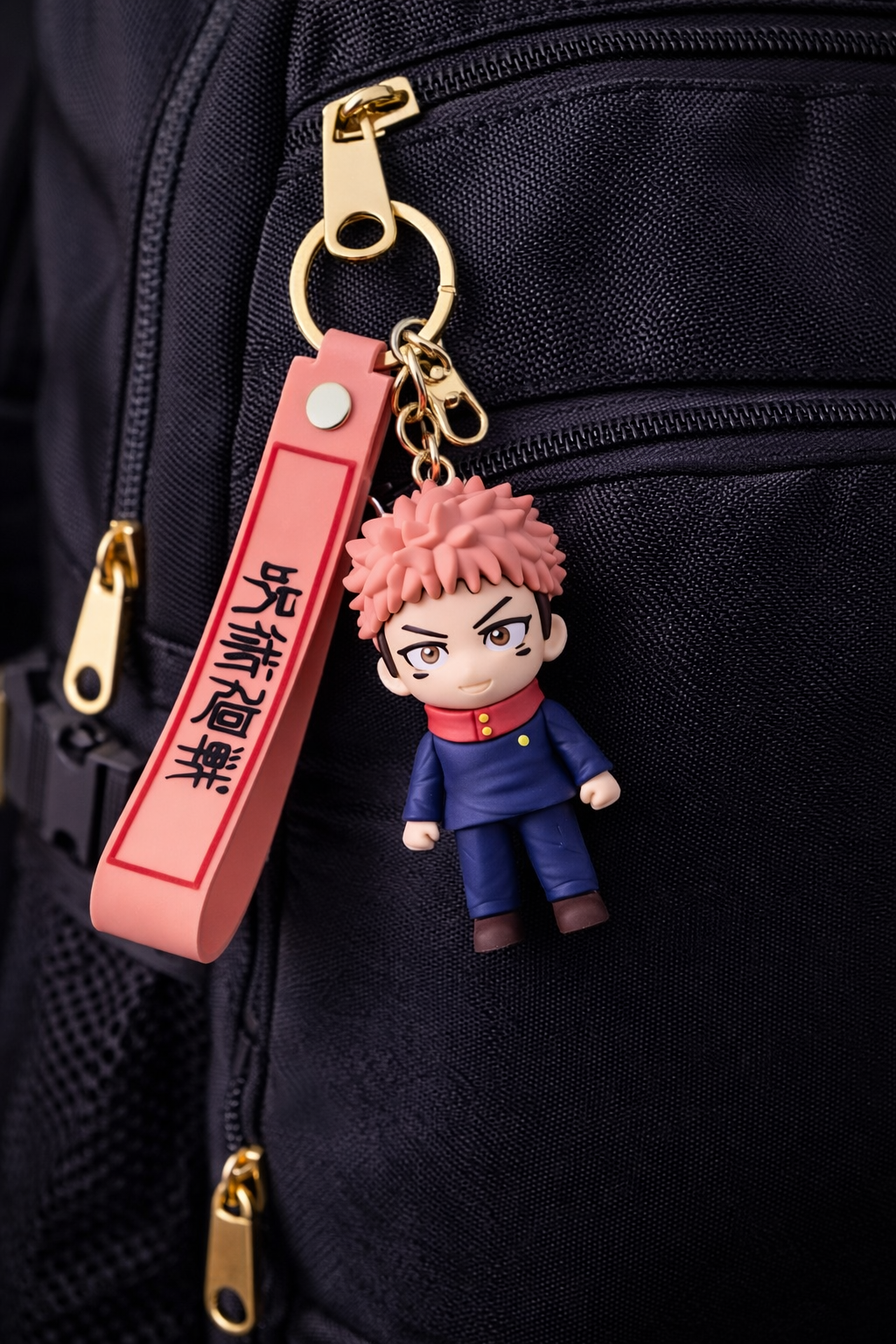 Yuji Itadori Anime Pink-Hair Fighter Rubber Keychain – Premium Collectible