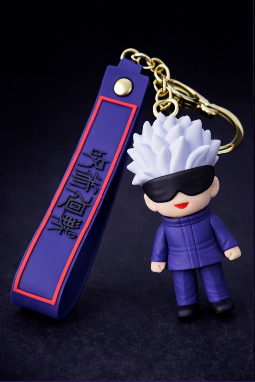 Anime Blindfold Sorcerer Rubber Keychain – Premium Collectible