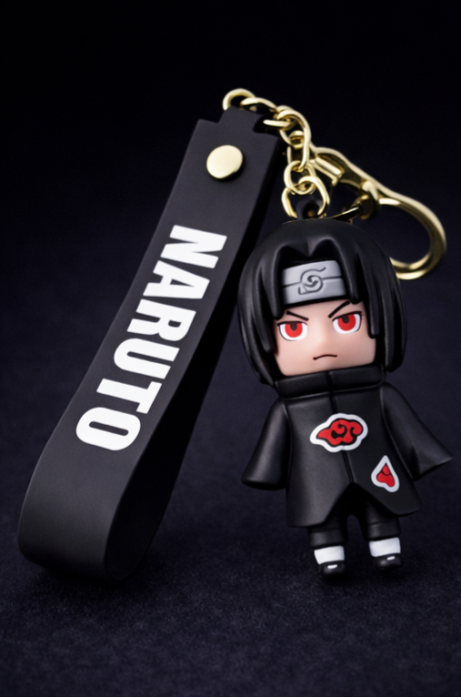 Itachi Uchiha Anime Red-Eye Ninja Rubber Keychain – Premium Collectible